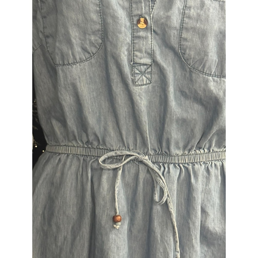 Speed Limit MPH Light Wash Denim Shirt Dress Roll Tab Sleeve Drawstring Waist XL - Picture 3 of 6